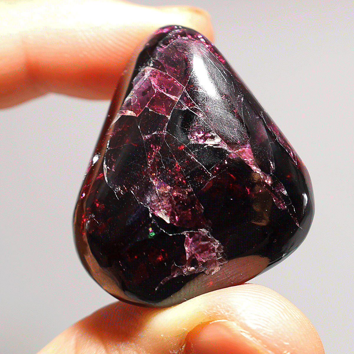 A Window Into Fire— Molten Core Garnet Palm Stone— One-Of-A-Kind Pocket Crystal