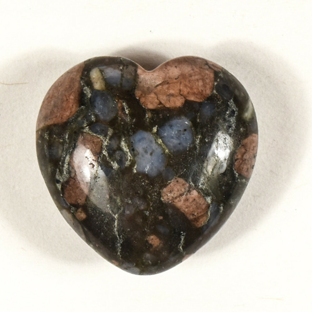 30mm Llanite Heart Feldspar w/ Blue Opalescent Quartz Crystal Mineral China 1PC