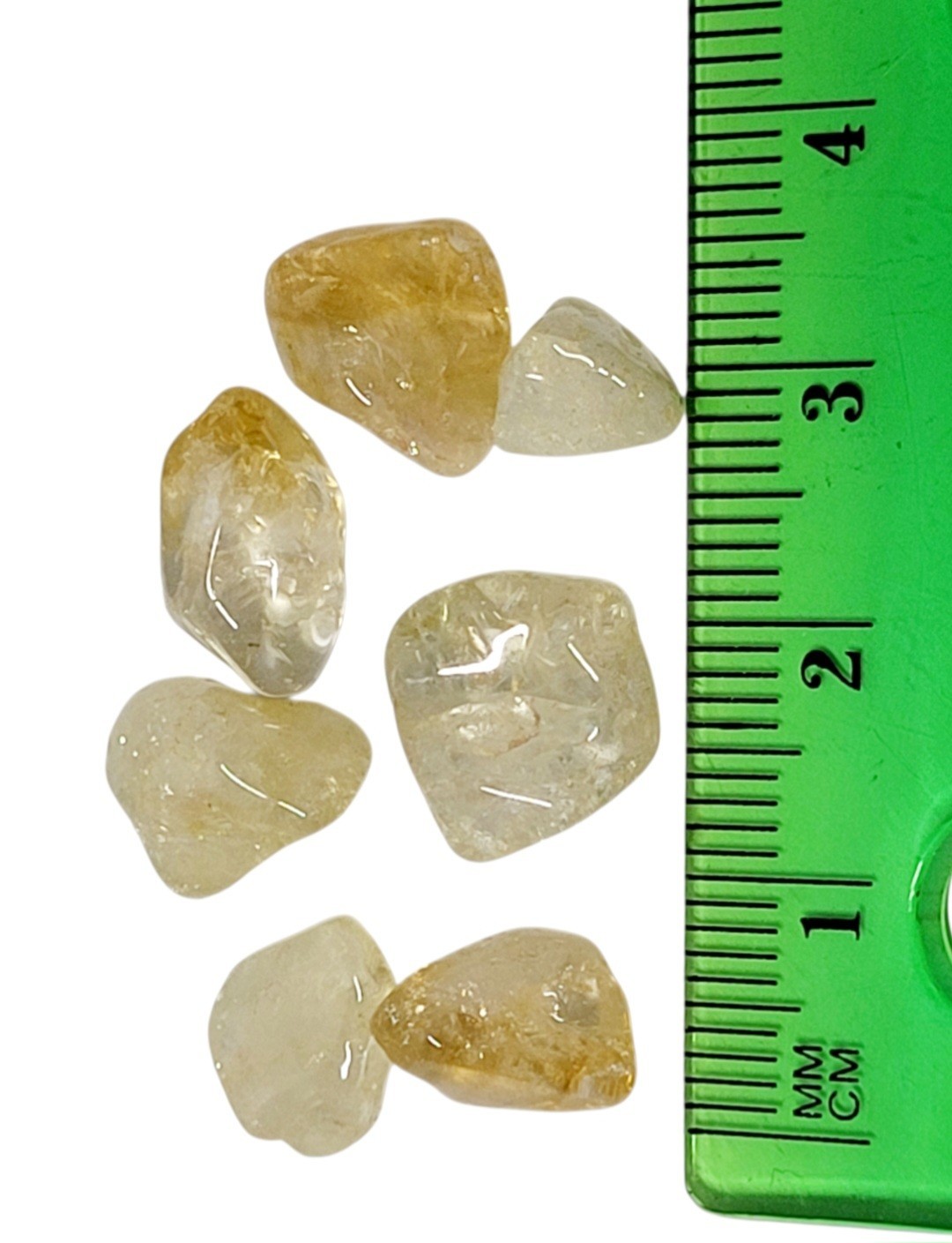 (Lot Of 7) Assorted Shaped 10-20mm Citrine tumbled stones Pale Yellow To Amber