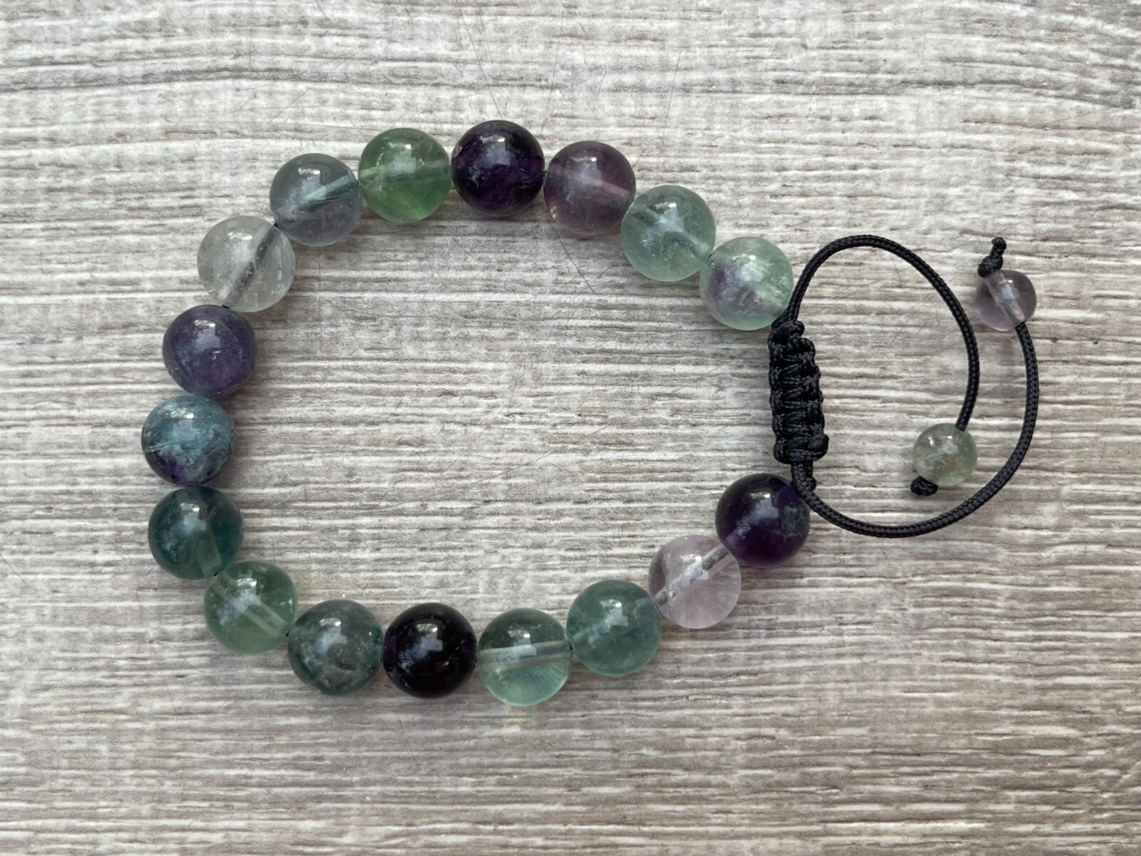 Grade A++ Fluorite Crystal Adjustable Bead Bracelet 10mm, Genuine Gems Bracelet