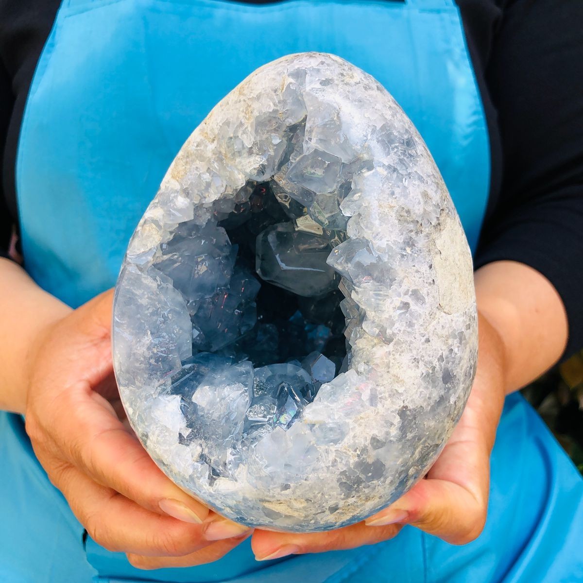 4.64LB Natural Blue Celestite Geode Quartz Crystal Mineral Specimen Healing