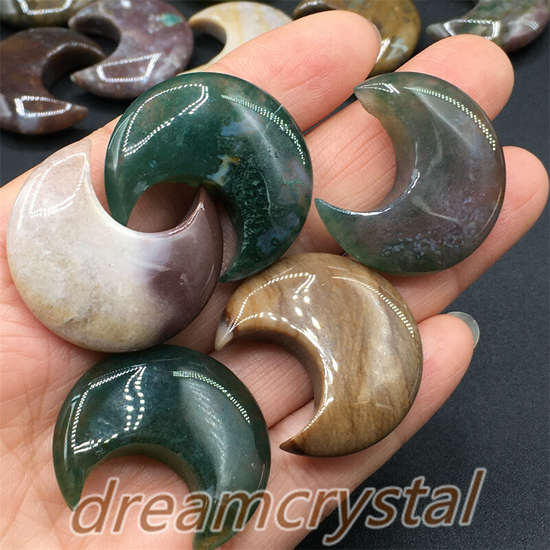 100pcs Natural ocean jasper moon Carved Quartz Crystal Skull Gift 28mm-wholesale