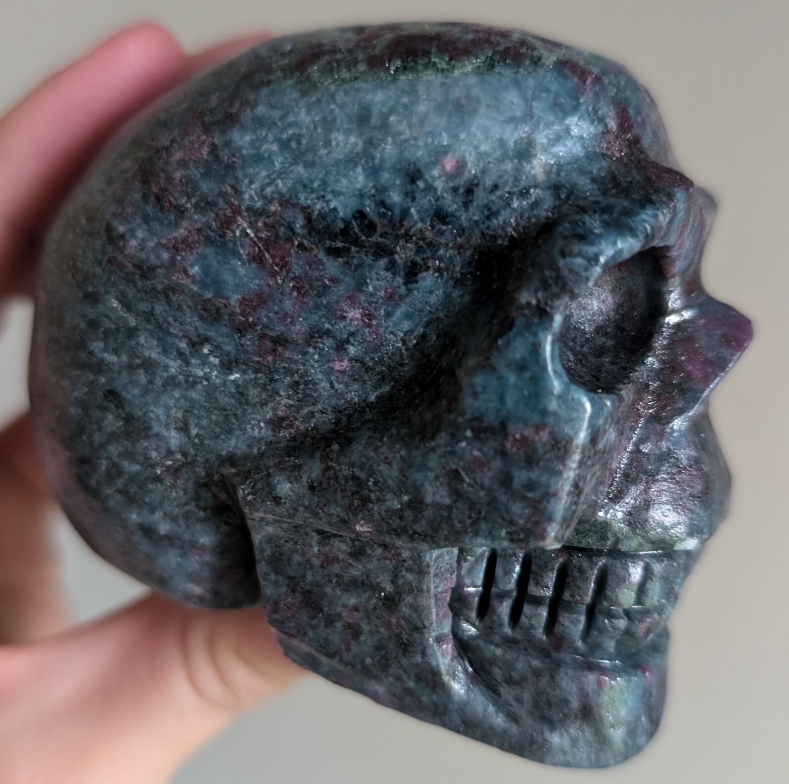 Ruby Kyanite Skull Crystal Large Big Gemstone Coated Reiki Chakra