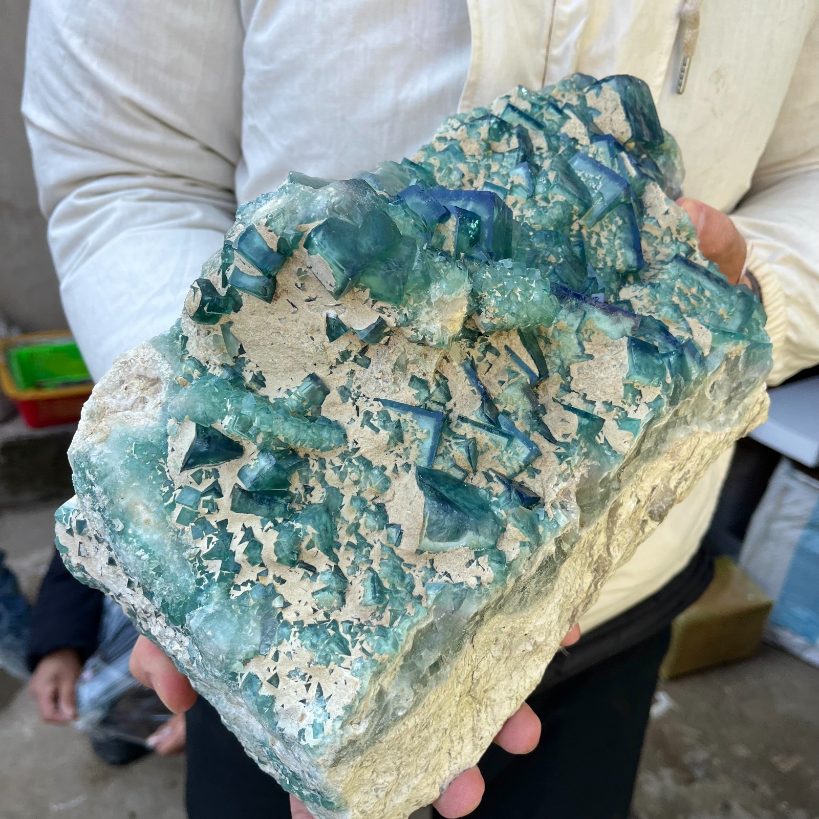 22lb Natural Green cube FLUORITE Quartz Crystal Cluster Mineral Specimen