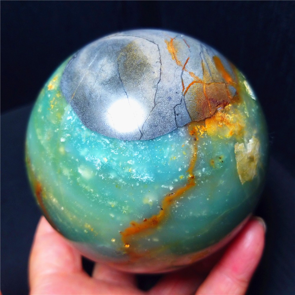 1008g Natural Polishing Amazon Agate Chalcopyrite Symbiotic Crystal Ball A4935