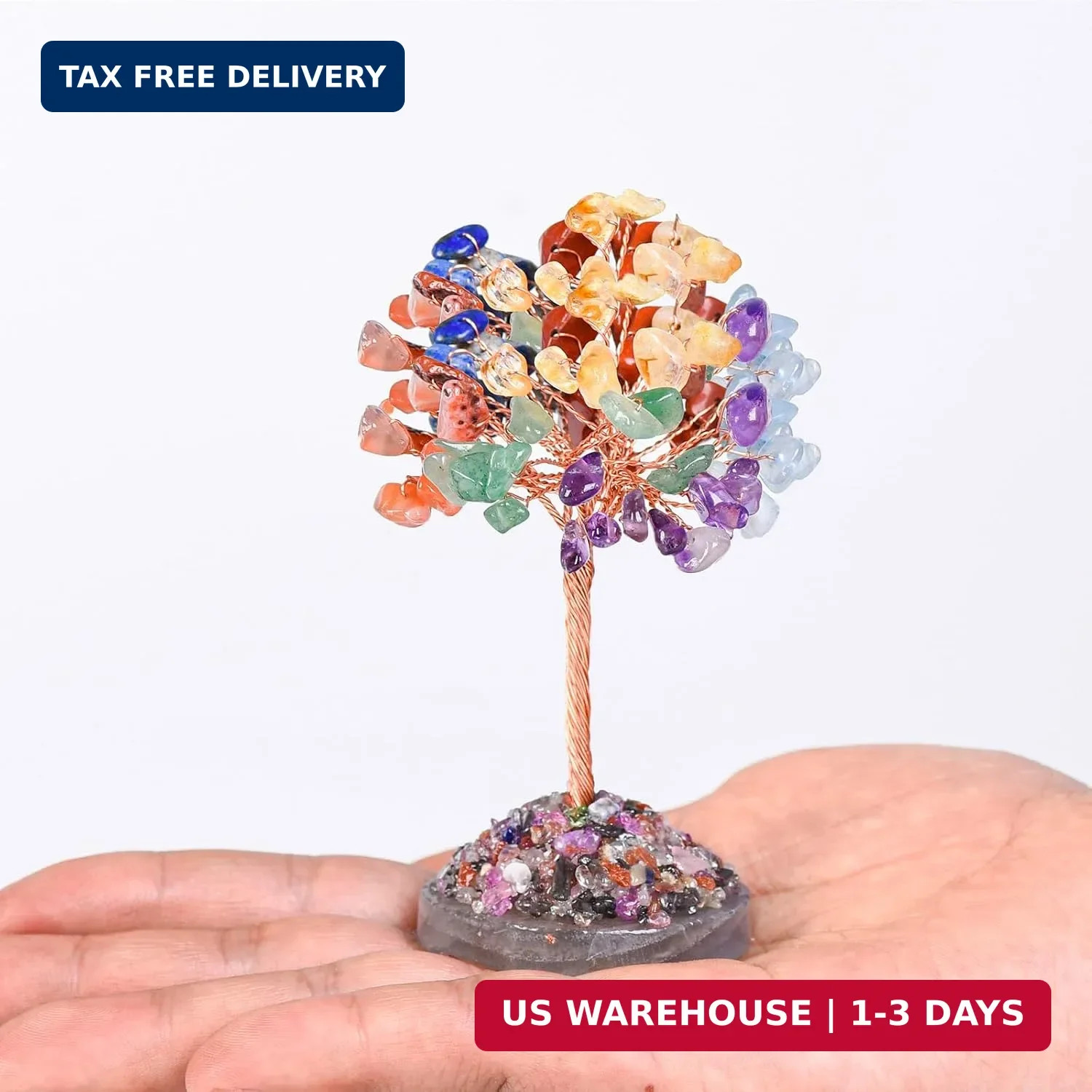 Seven Chakra Crystal Tree of Life,Healing Crystal Stones Tree Decor | Crystals M