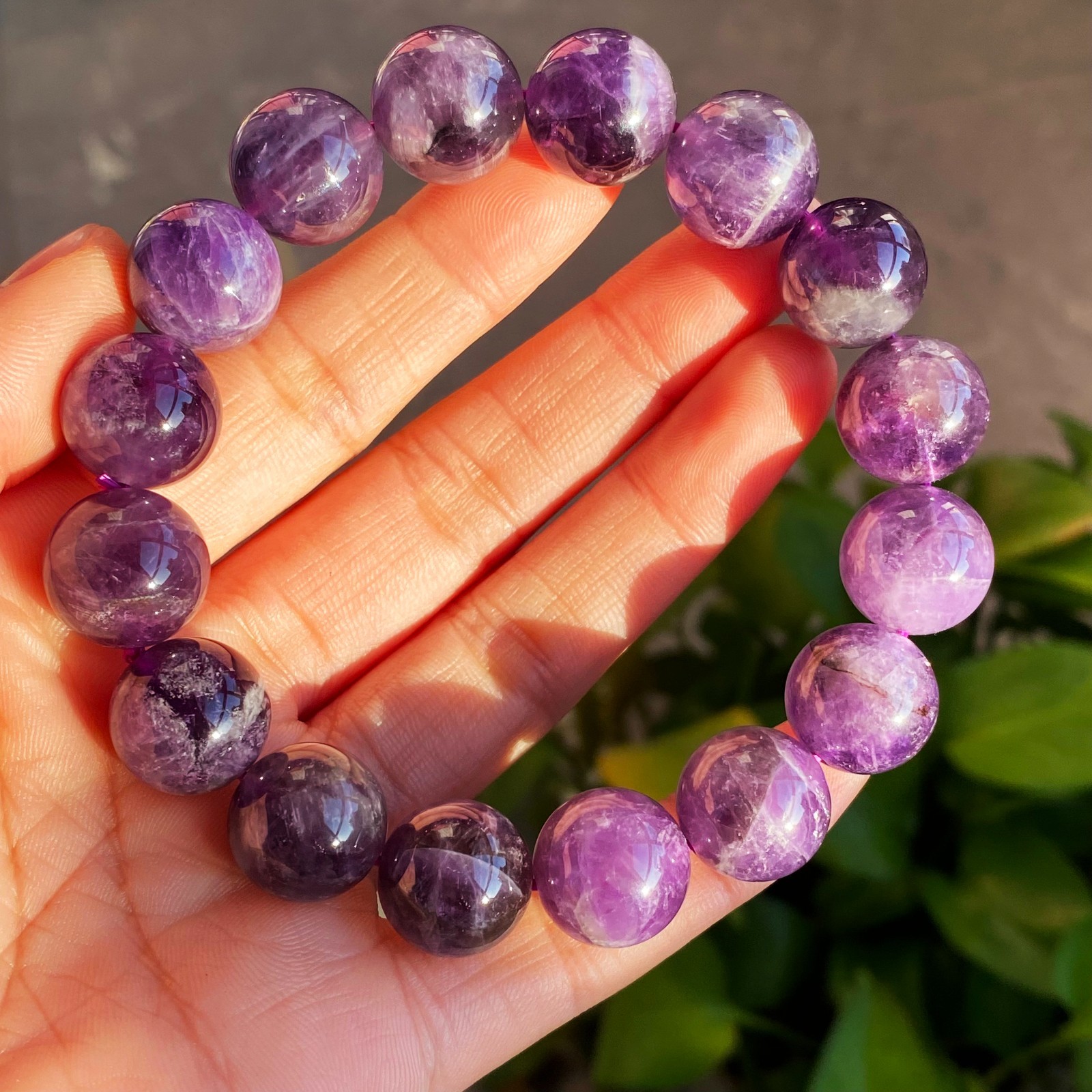 14mm Natural Rare Purple Dreamy Amethyst Crystal Beads Bracelet 2827