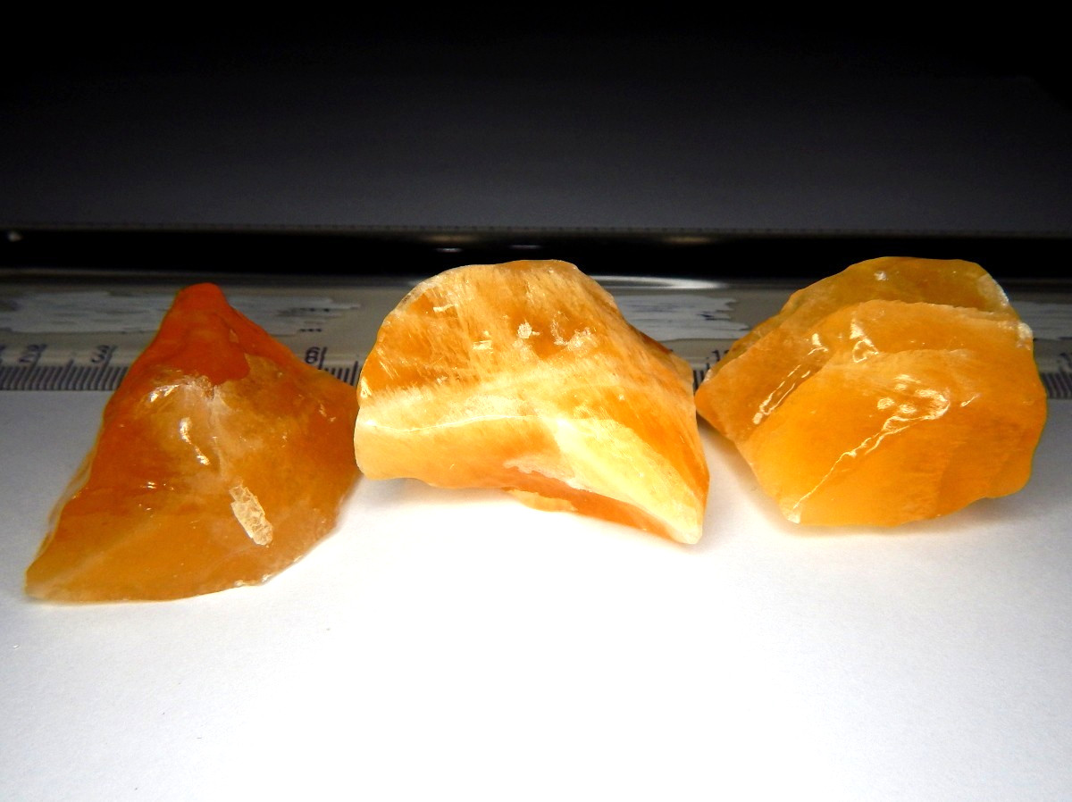 443.8ct Lot of 3 Vivid Orange Calcite Natural Mined Unheated Rough Facet Grade