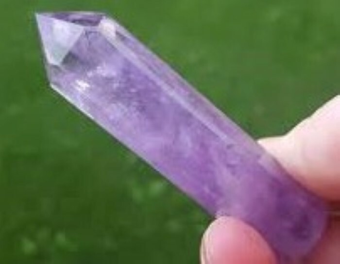 AMETHYST CRYSTAL SINGLE TERMINATED QUARTZ PENCIL OBELISK WAND PURPLE POINT GEM