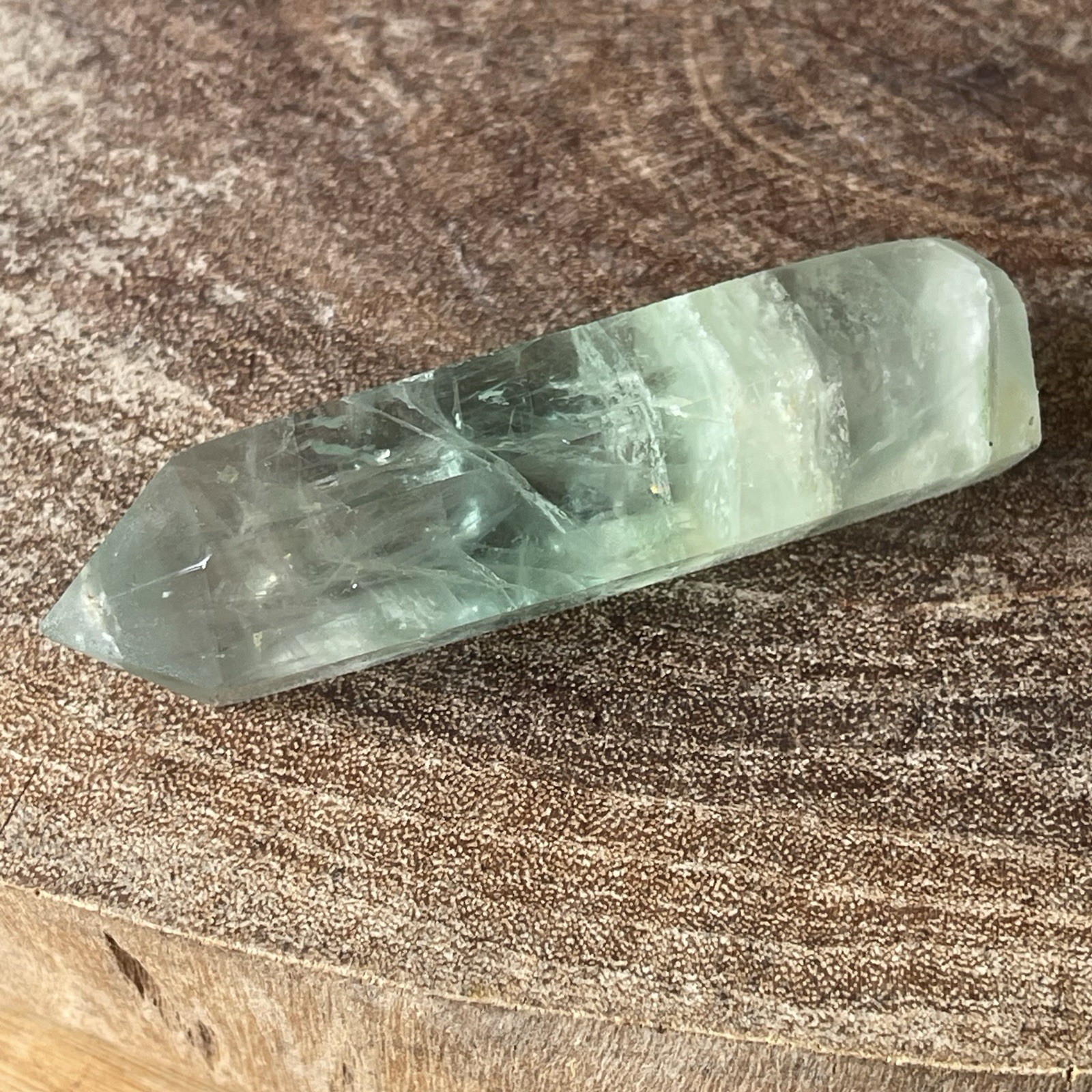 Natural Fluorite Point W/Beautiful Inclusions Mint Green Color Polished Fluorite