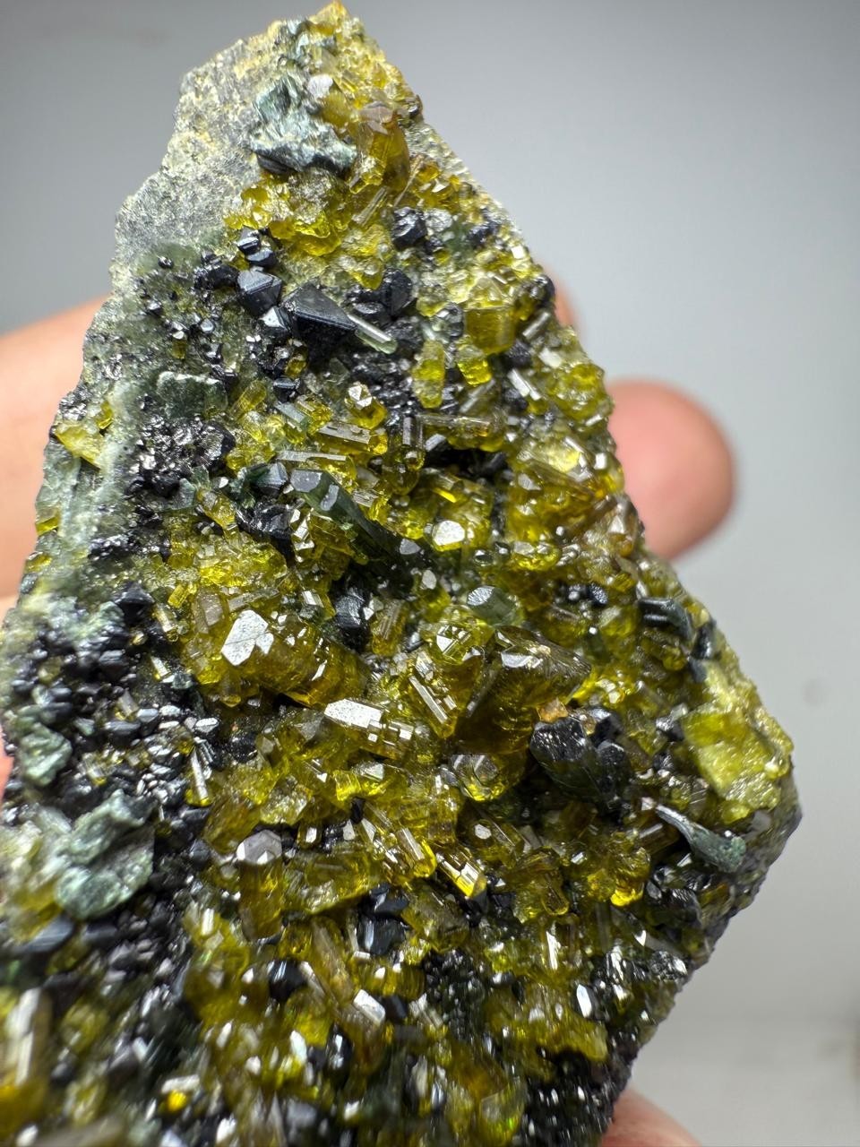 88-Gr Vesuvianite crystal specimen with Diopside &Magnetite Clinochlore from PAk