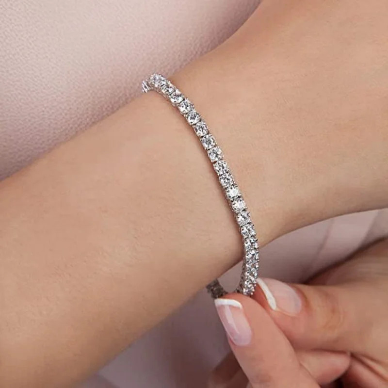 Women’s Zirconia Tennis Bracelet, Crystal Charm Thin Chain Jewelry for Fashion