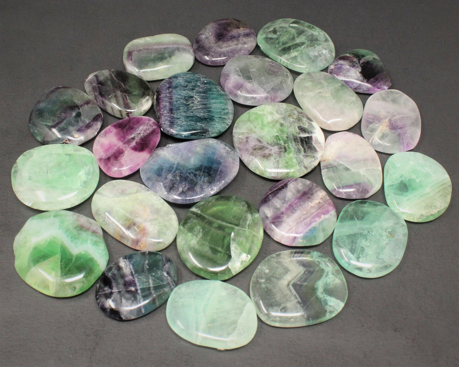 Fluorite Palm Stone MEDIUM (Smooth Polished Fluorite Gemstone Worry Stone)