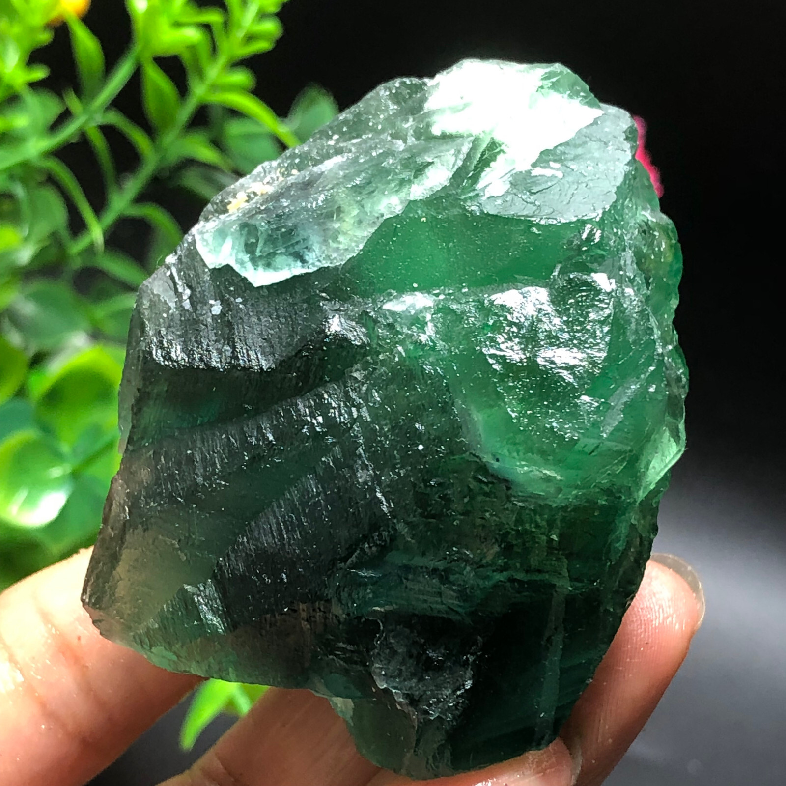 156g Natural beautiful Rainbow Fluorite Crystal Rough stone specimens cure