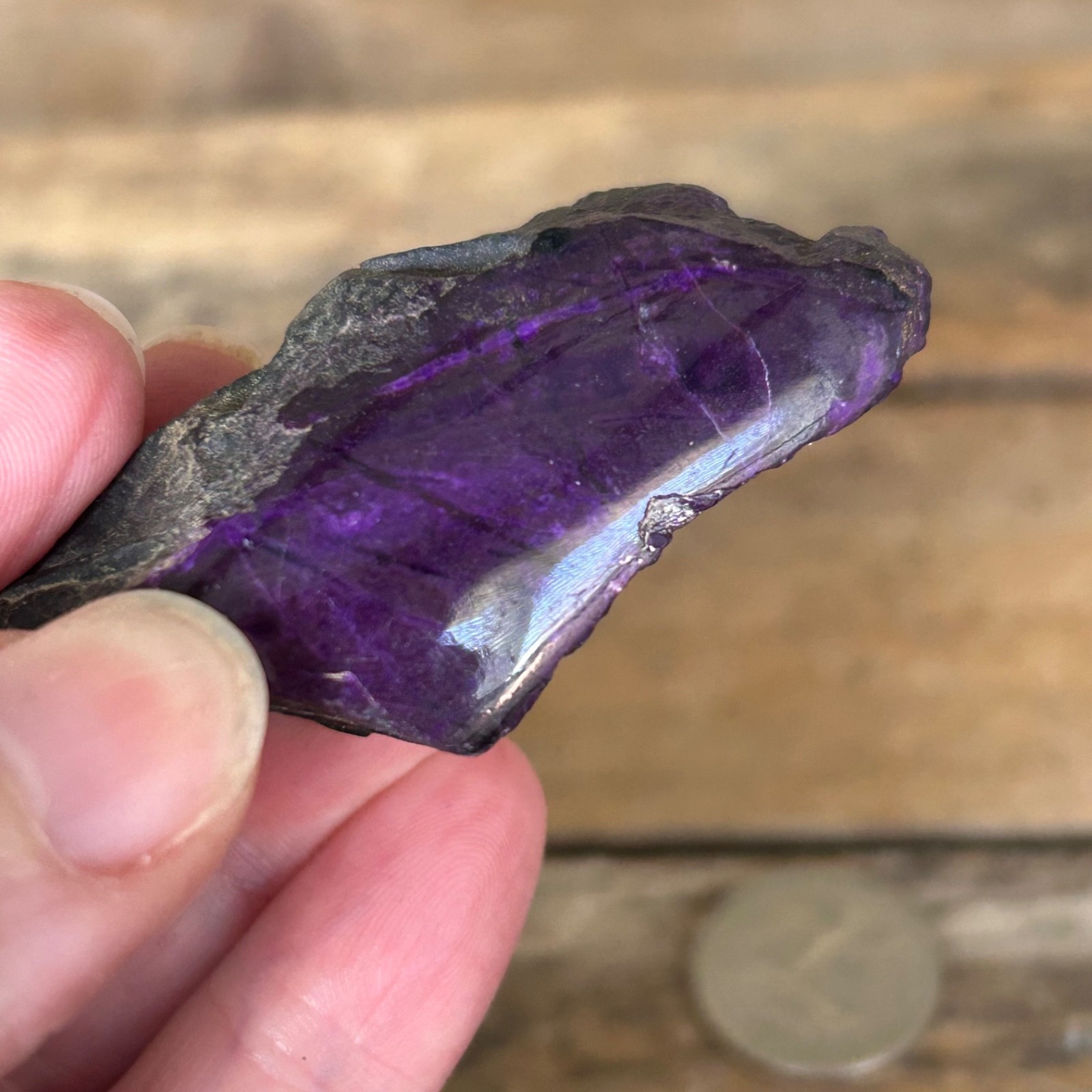 Deep Purple Stone in Black Matrix Rough Crystal Specimen 2.25″