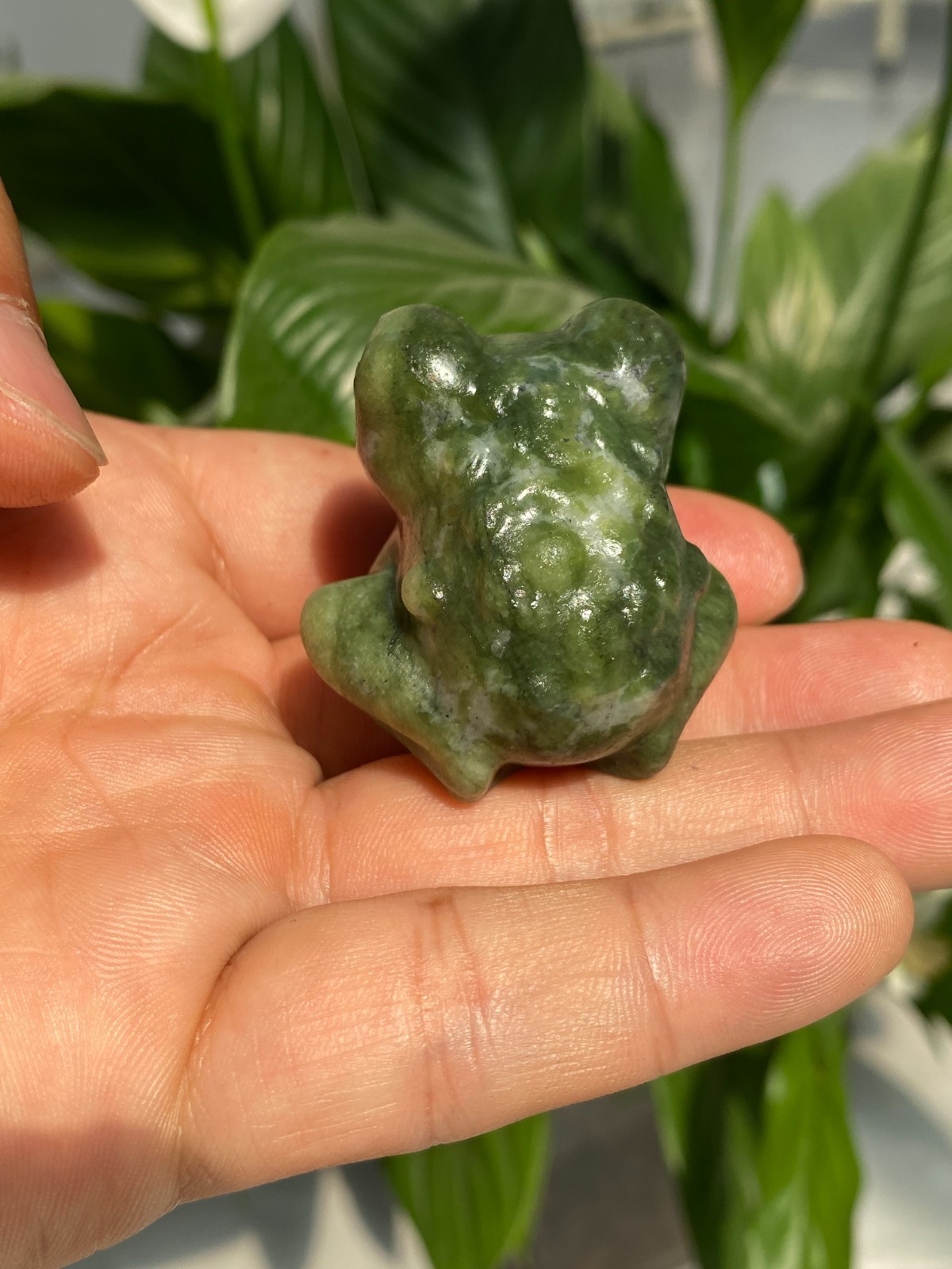 1pc Natural Green Jade Quartz Carved Crystal Frog skull reiki heal gift Decor