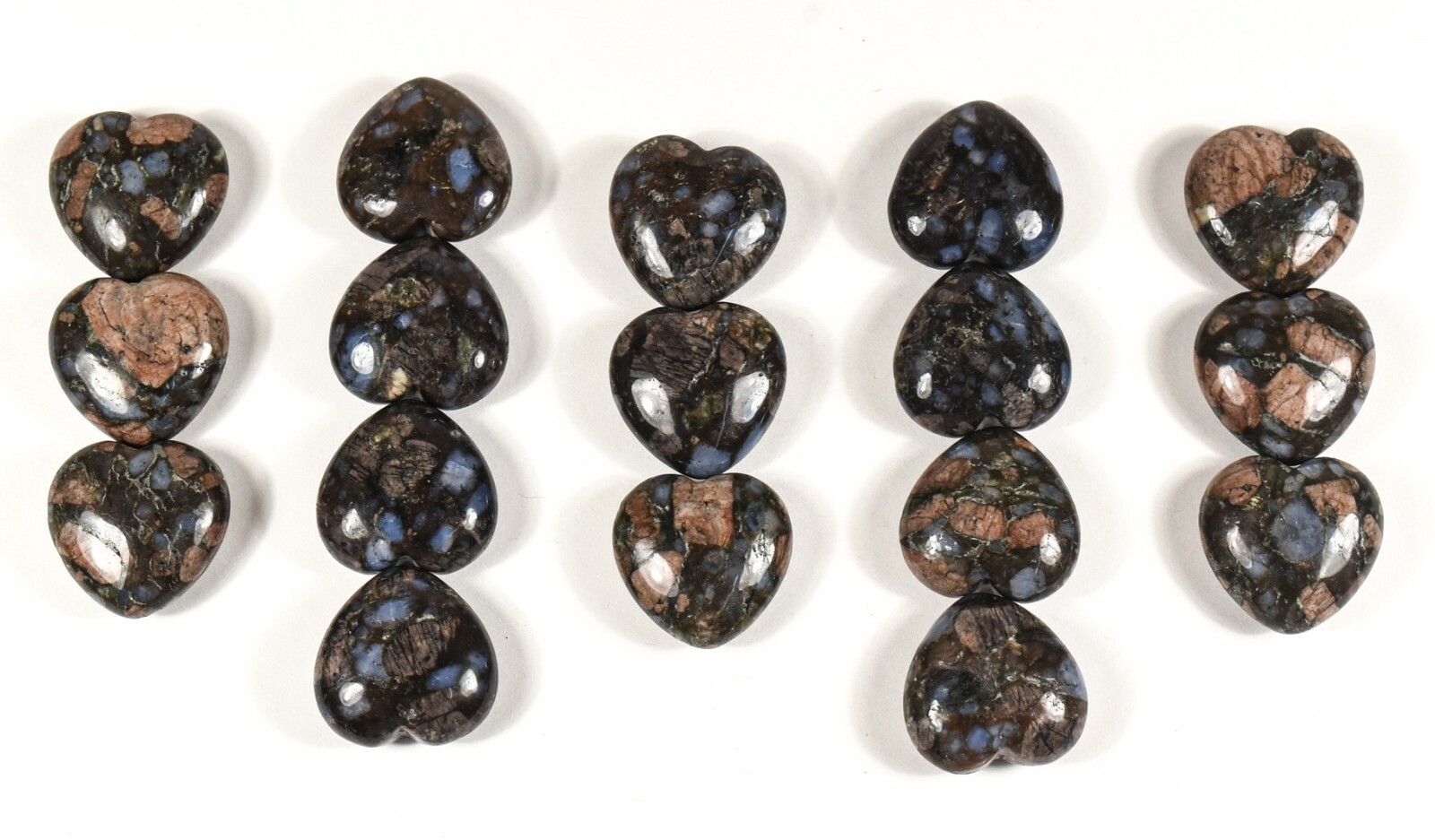 30mm Llanite Heart Feldspar w/ Blue Opalescent Quartz Crystal Mineral China 1PC