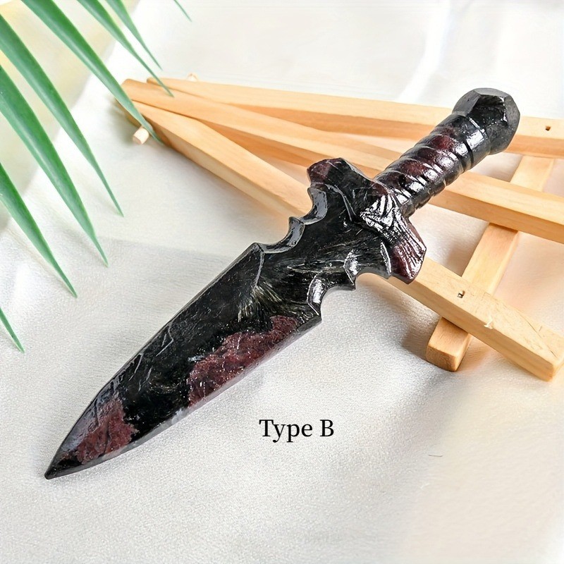 5.91inch-Hand-carved Crystal Sword Multi-material Quartz Dagger Healing Gift