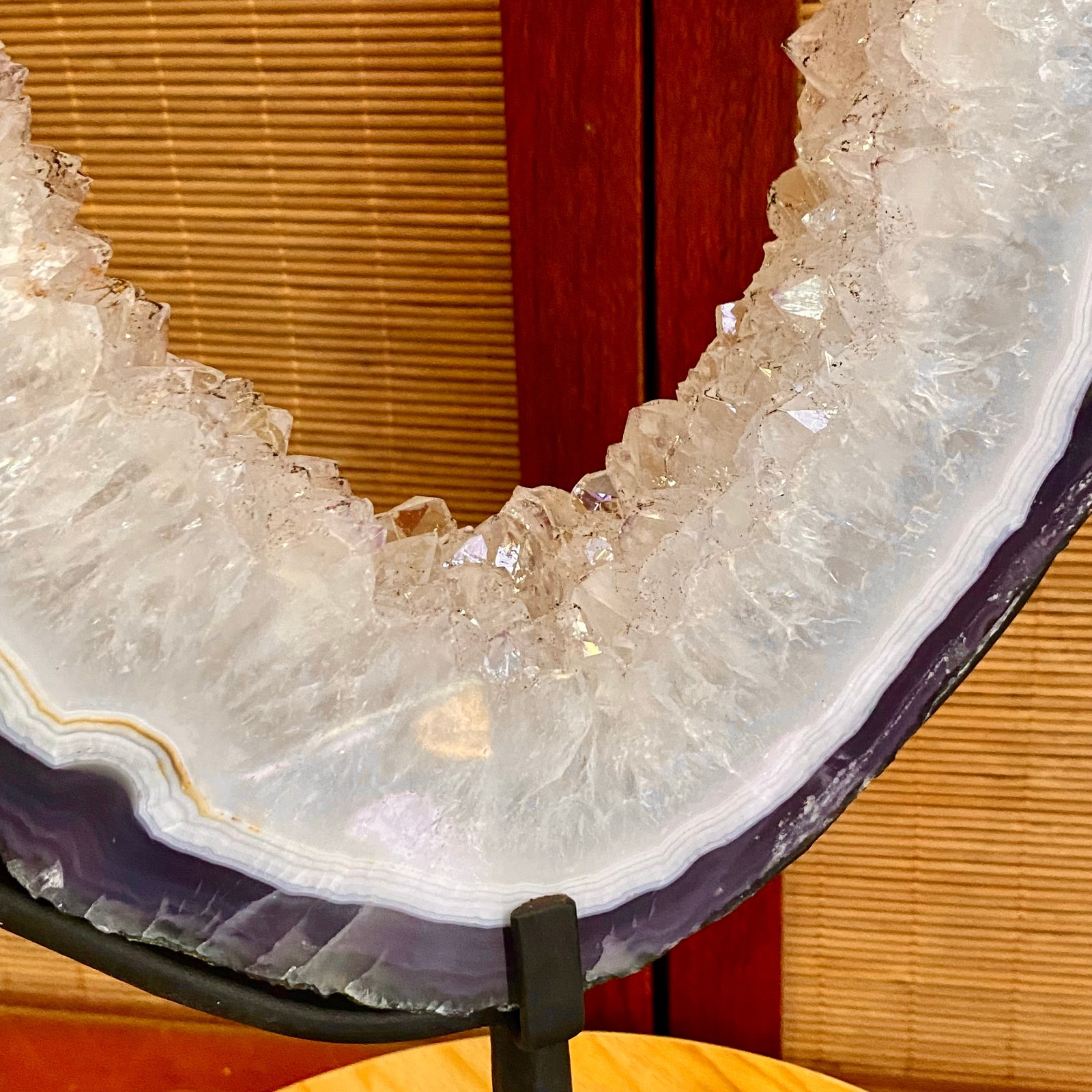 8.6LB Natural Amethyst Cave Crystal Slice Crescent shaped Hand Cut Repai