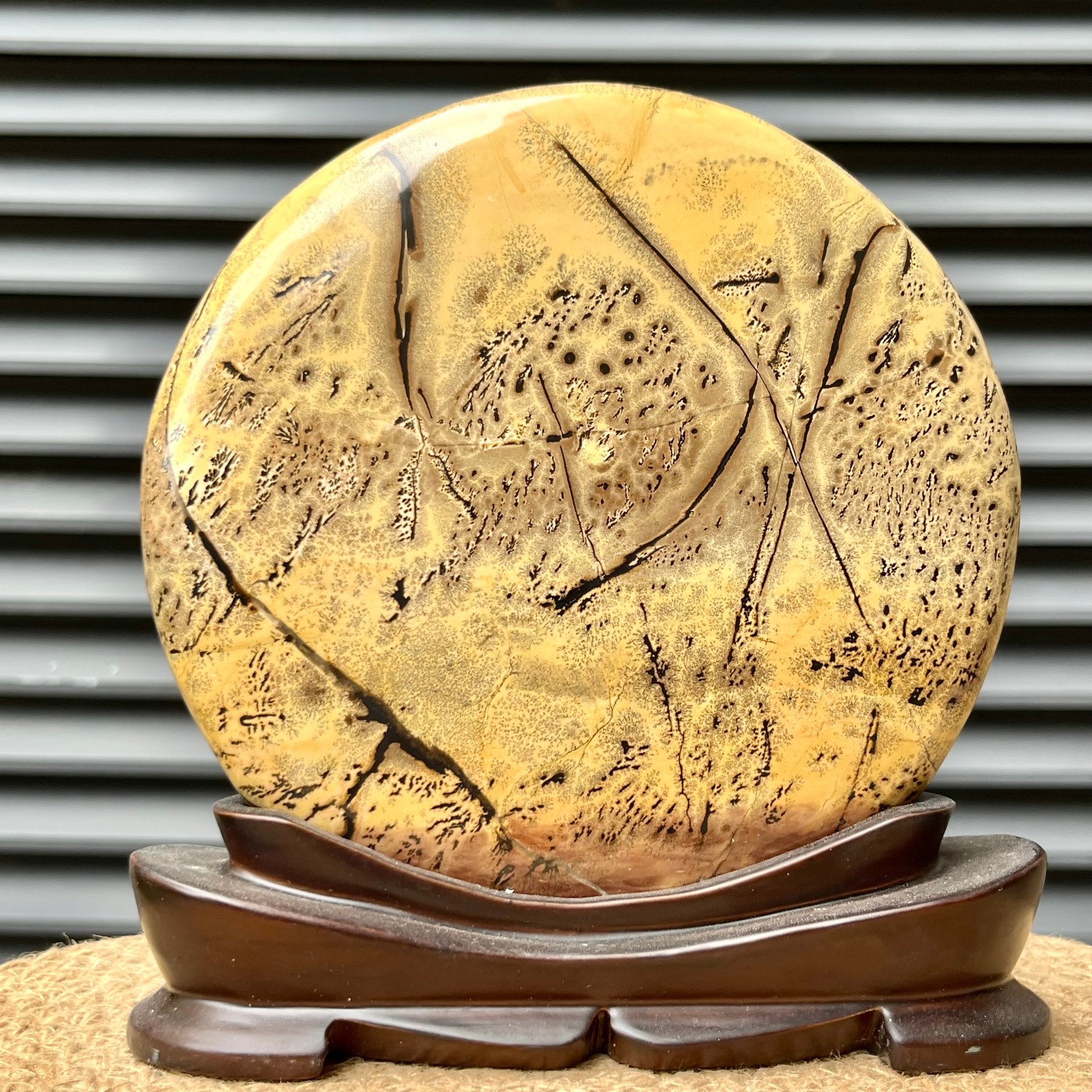 3.3 lb Natural Scenic Stone Picture Valentine Gift Display Art w/ Wood Base