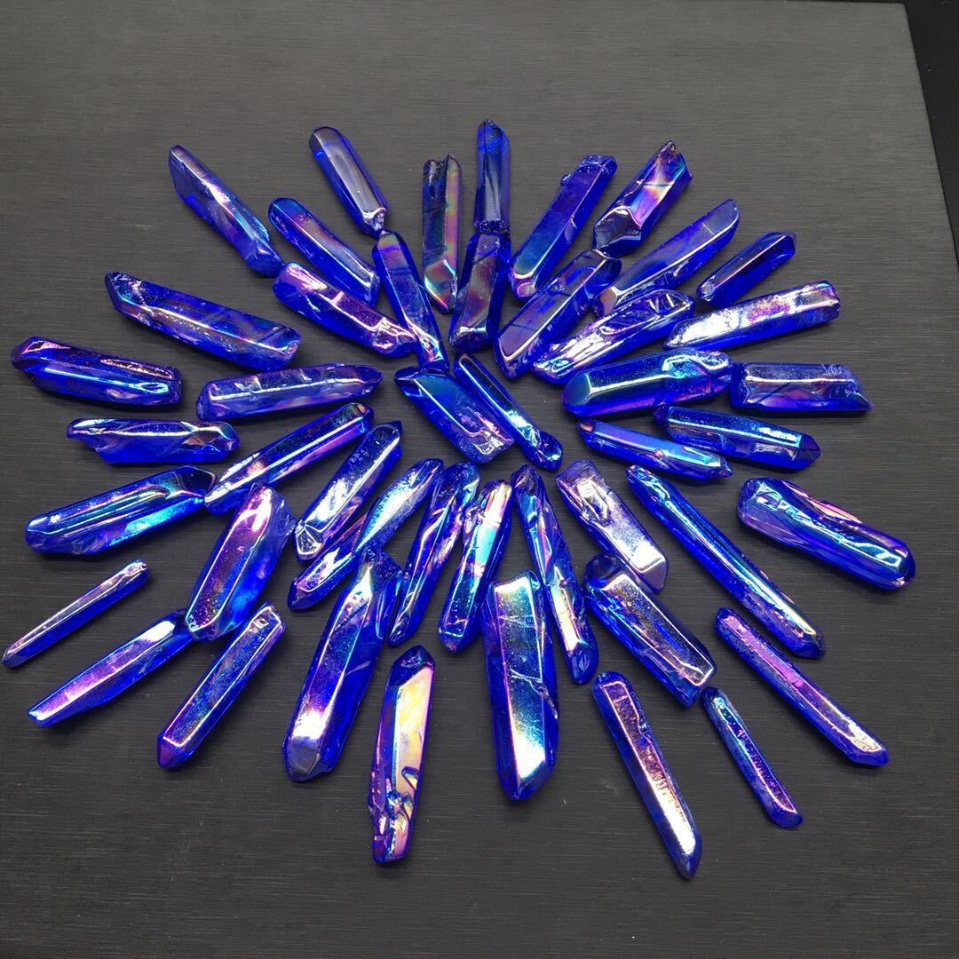 A Lot Titanium Rainbow Aura Natural Lemurian Quartz Crystal Point 100g 10-40Pcs