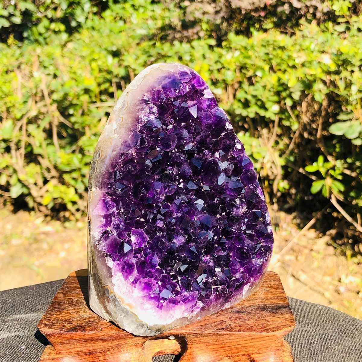 2piece Natural Crystal Amethyst Geode Wealth Attraction Collection 1.12+1.15kg