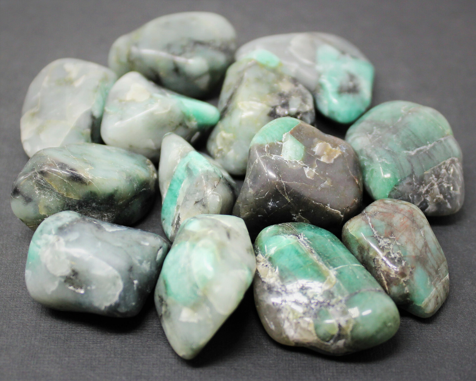8 oz Emerald Tumbled Stones: ‘A’ Grade Natural Polished Crystals 1/2 lb