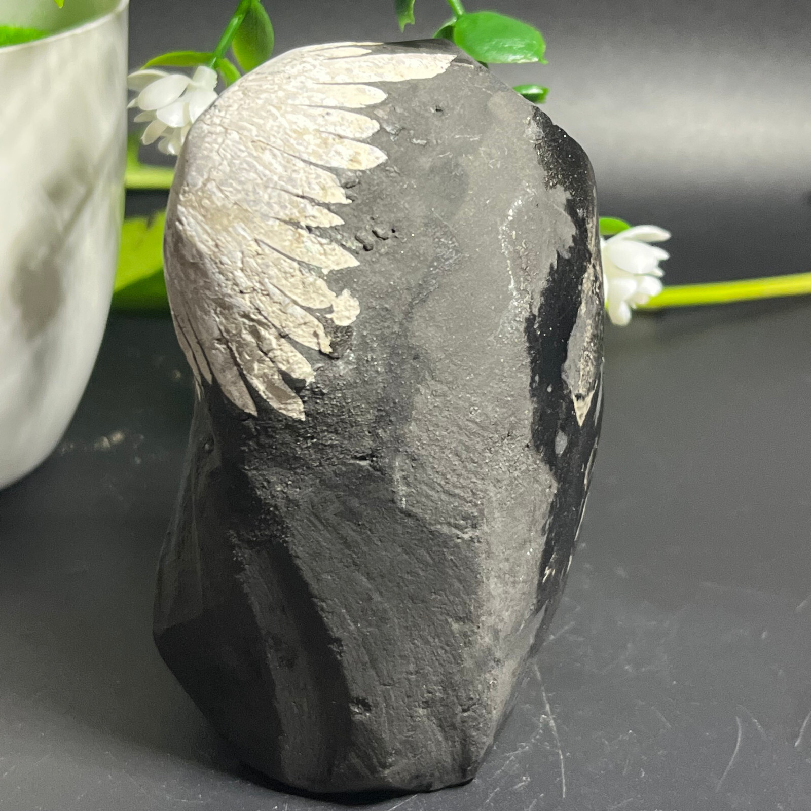 454g Natural chrysanthemum stone quartz carving aura healing gift
