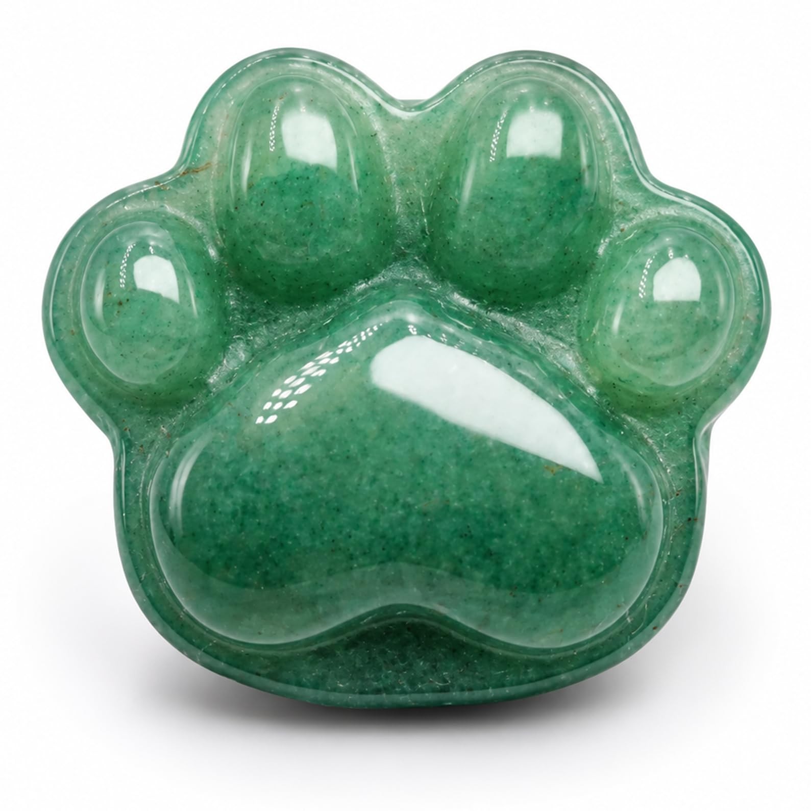 1.6 Inch Green Aventurine Cat Paw Worry Stone, Healing Crystal Palm Stone