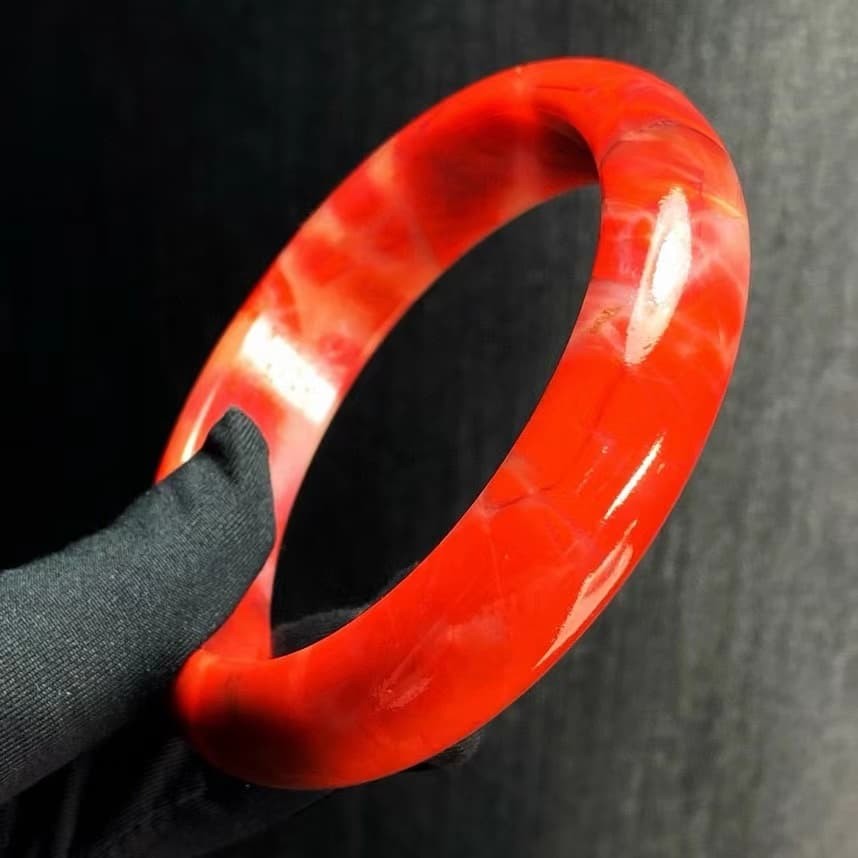 58.7mm Quality Natural Southern Red Agate Quartz Crystal Bangles Reiki Healing
