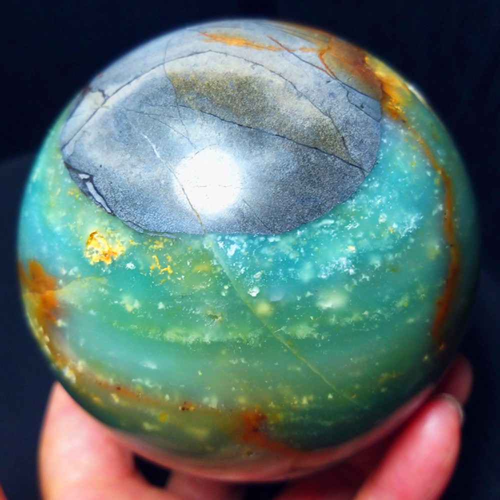 1008g Natural Polishing Amazon Agate Chalcopyrite Symbiotic Crystal Ball A4935