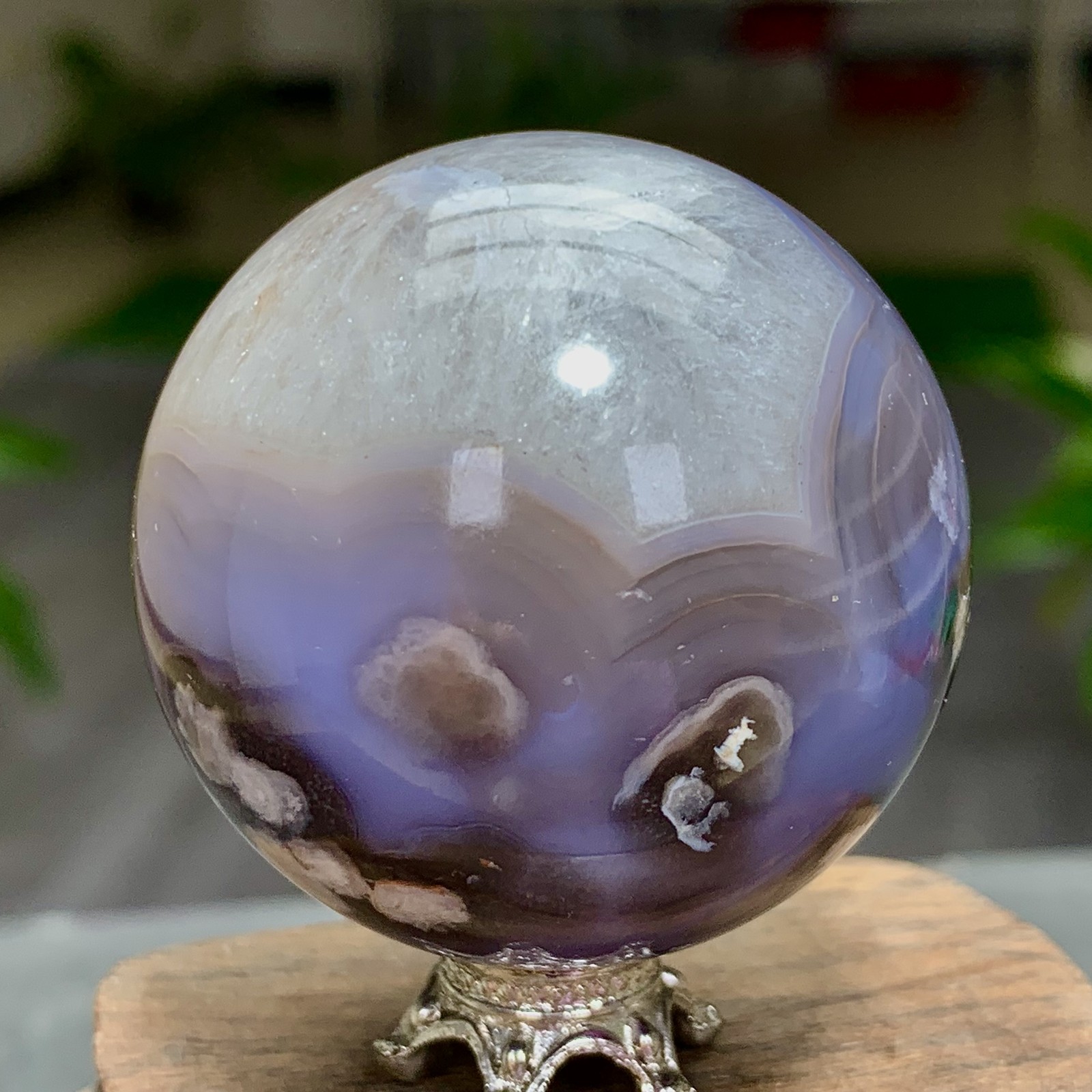 106G Natural blue cherry blossom agate Sphere Crystal Ball Healing