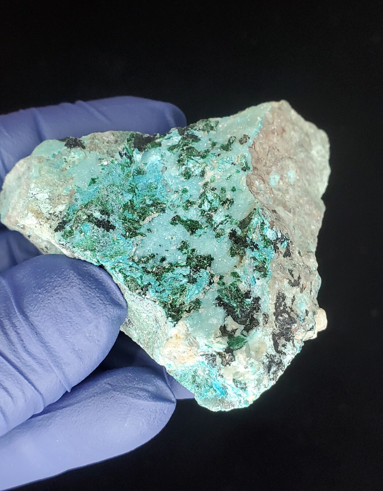 Chrysocolla Included Quartz Crystal Cluster Malachite 50g