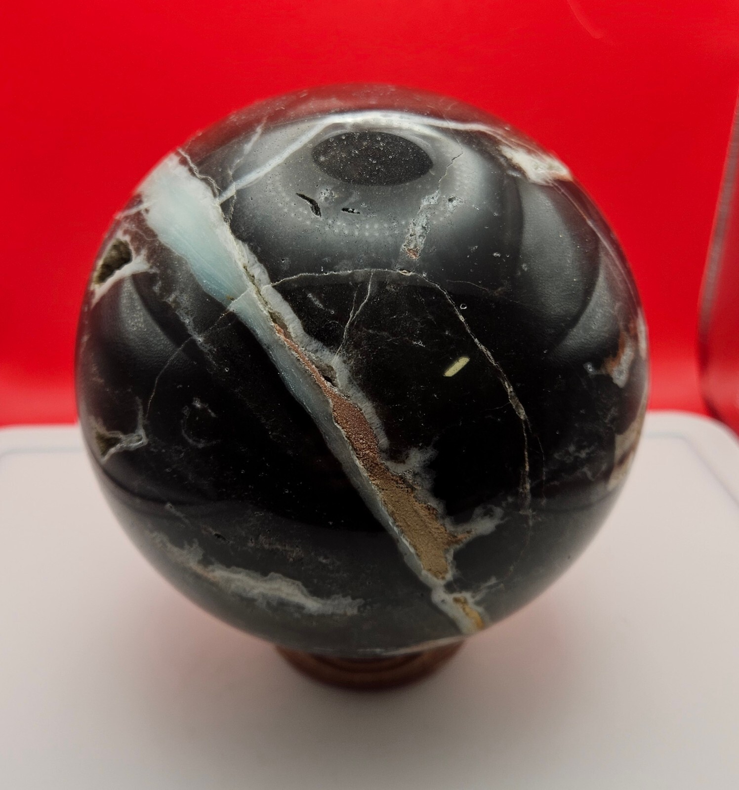 Big Beautiful Blue Amazonite Sphere With Druzy Quartz Reiki Healing 6LB