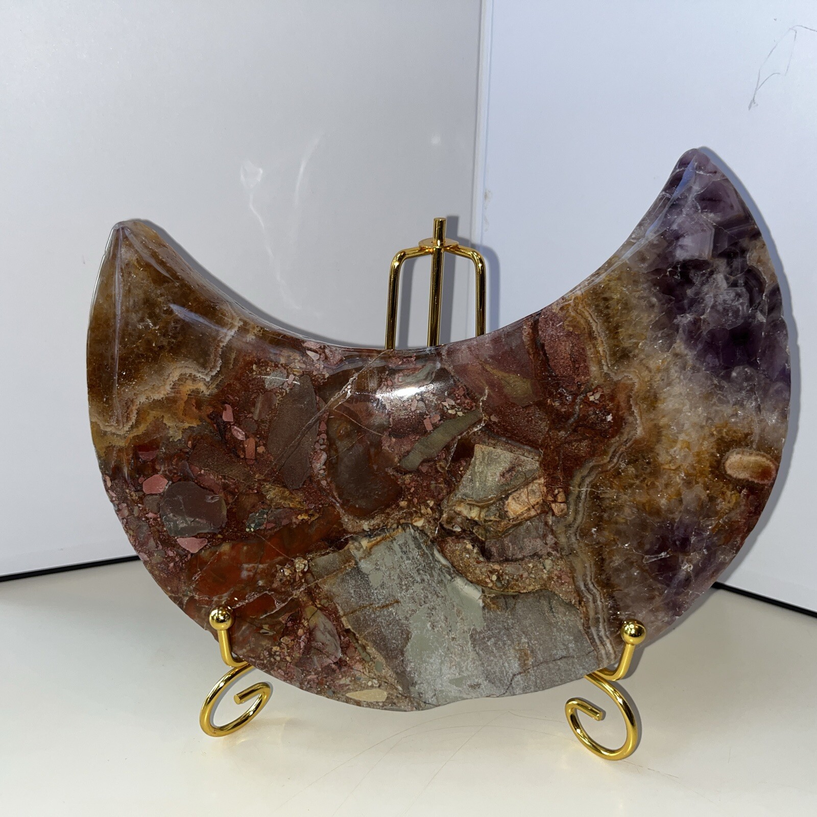 Amethyst Mixed Material Moon With Stand