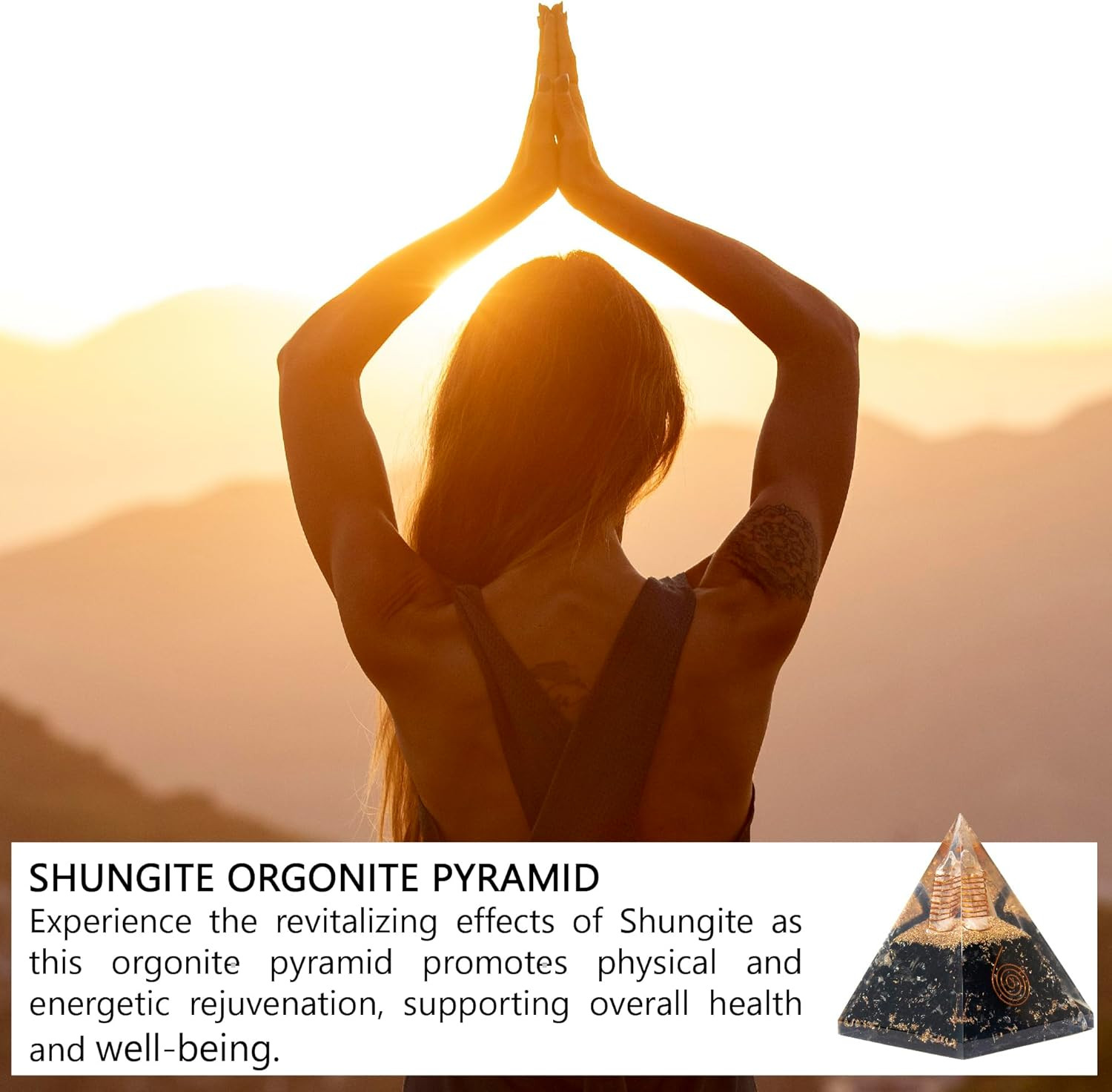 Shungite Orgonite Pyramid for Energy Cleansing, Protection, Grounding Energy, Sp