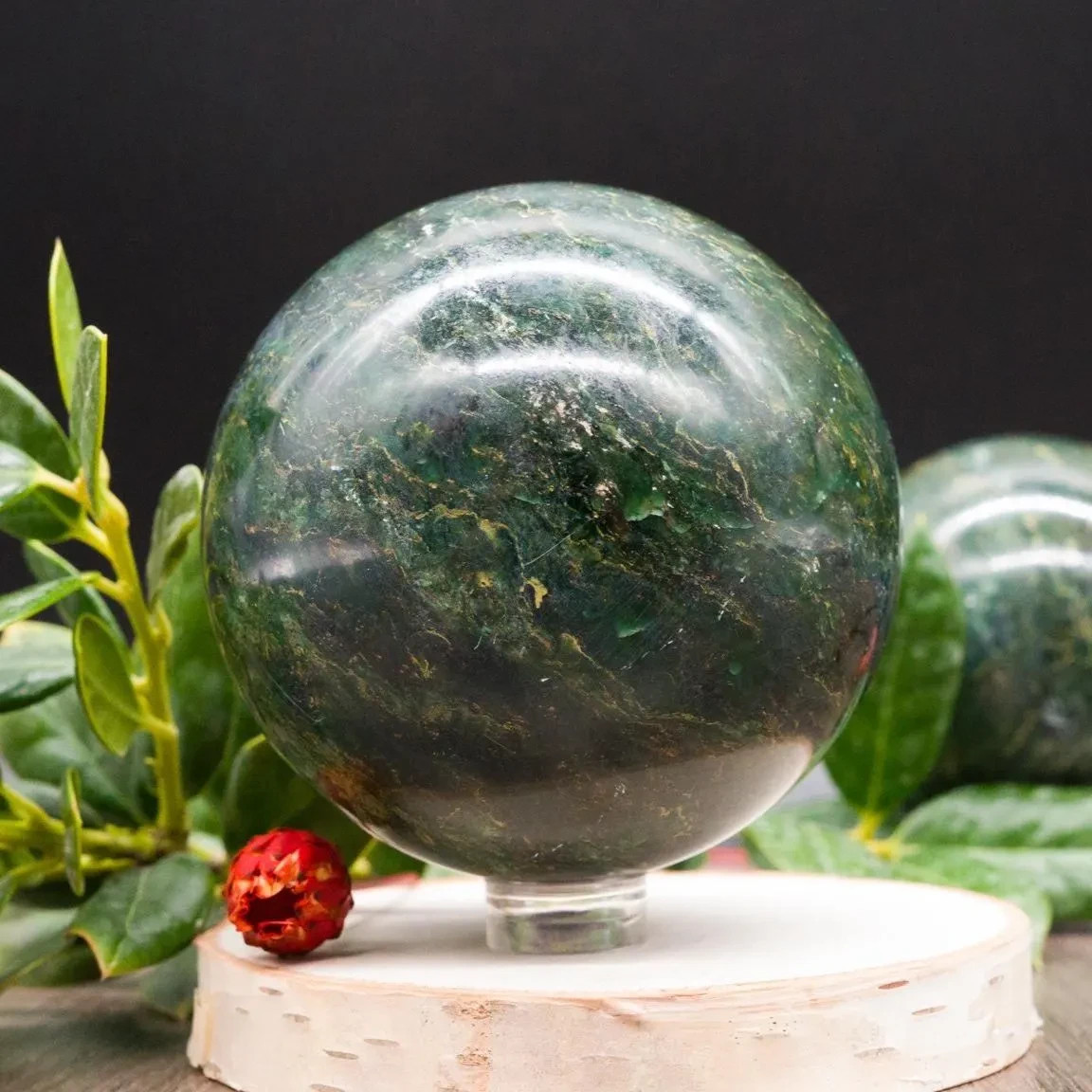 Natural Emerald Crystal Gemstone Sphere Healing Protection Housewarming Gift
