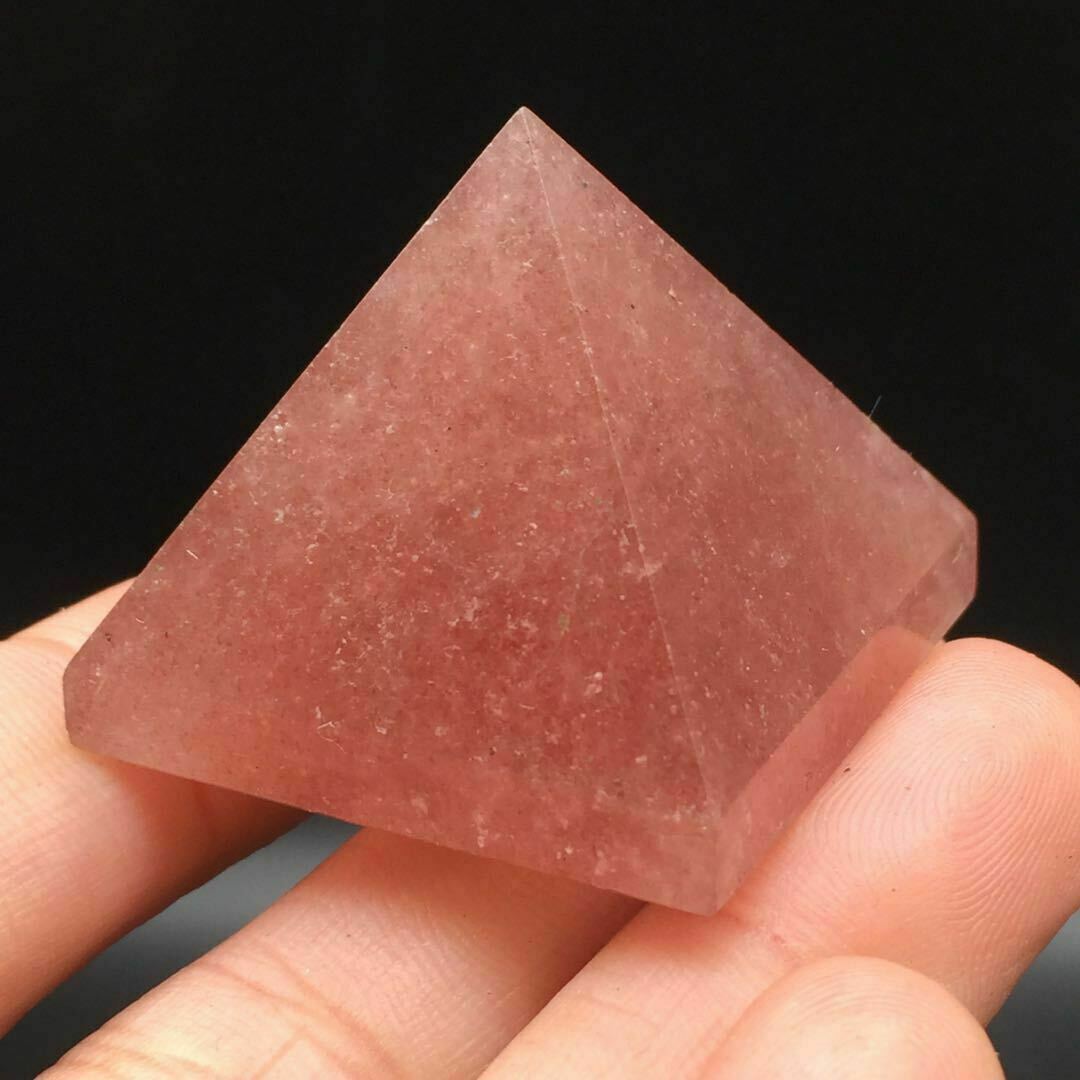 3-5CM Natural Strawberry Quartz Pyramid Healing Specimen Decoration DIY