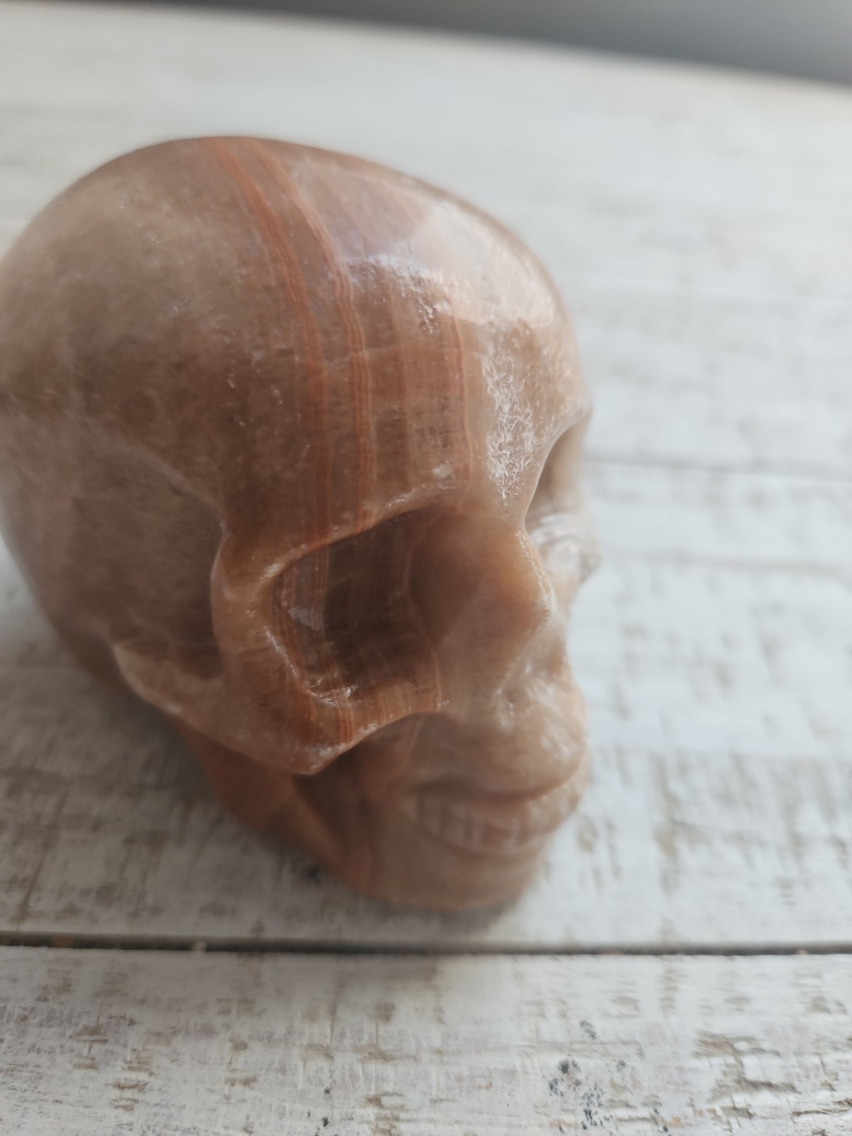 Large Natural Quartz Crystal Jasper Skull Carving . Approx 4in X 3in