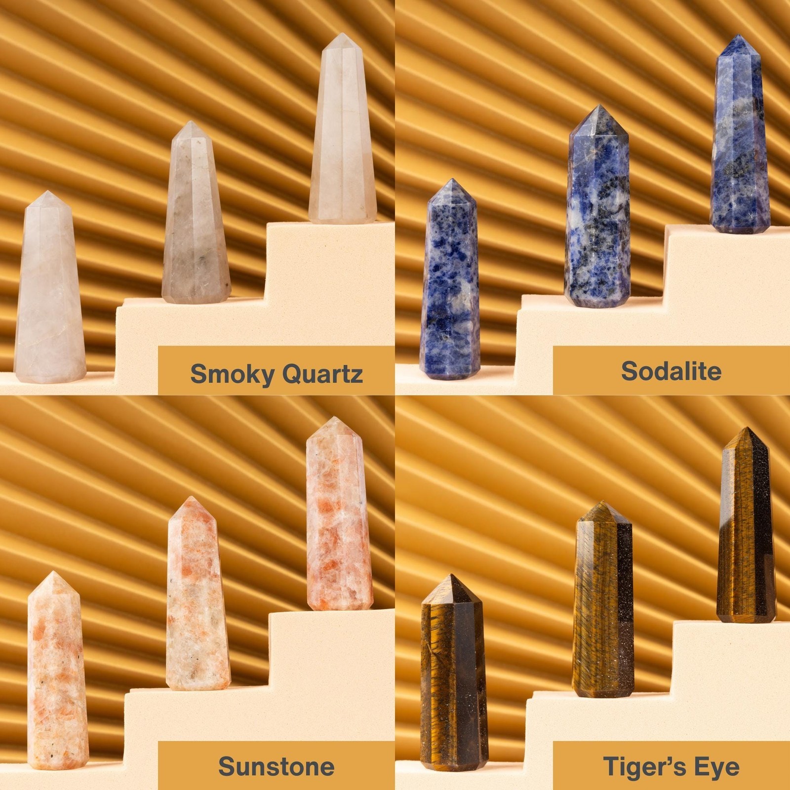 Obelisk Crystal Tower Point, Polished Healing Stone, Crystal Decor Gift, 38 Type