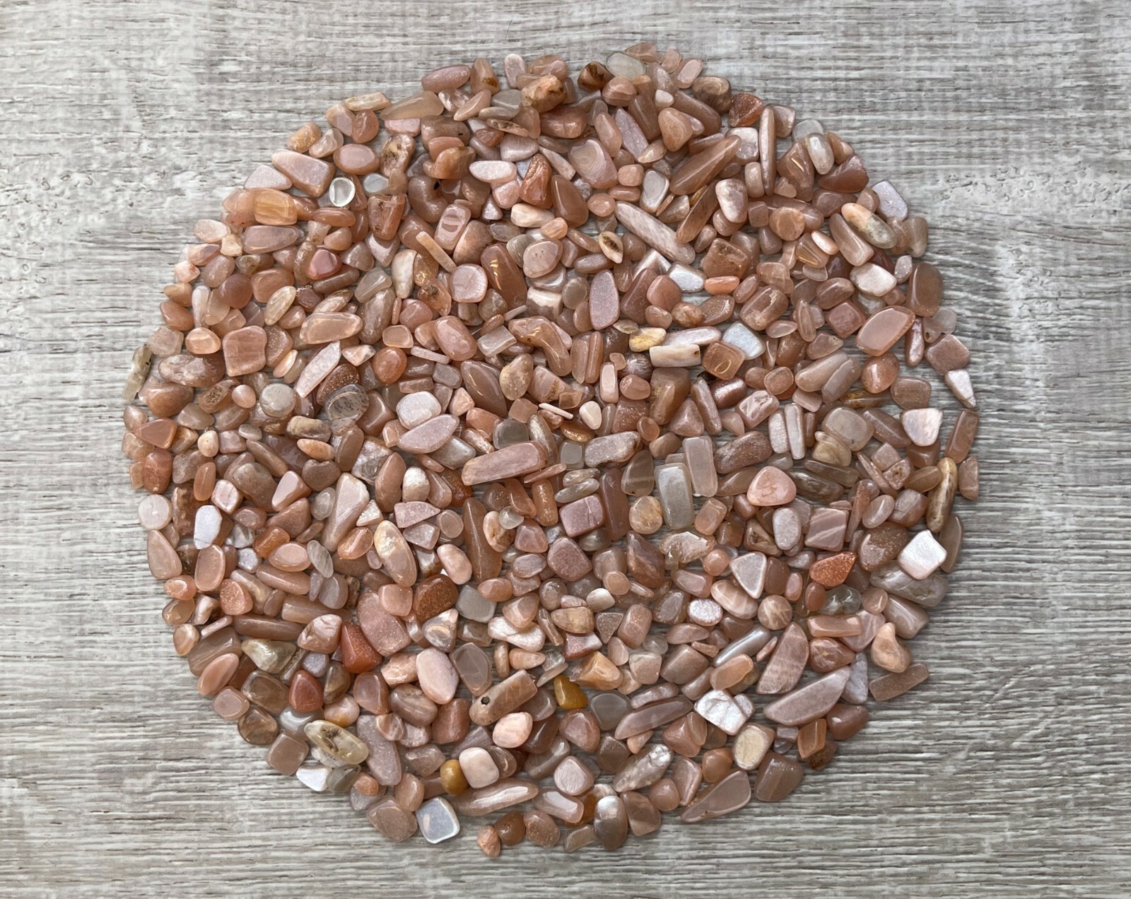 Grade A++Peach Moonstone Semi Tumbled Gemstone Chips 5-18mm, Wholesale Bulk Lot