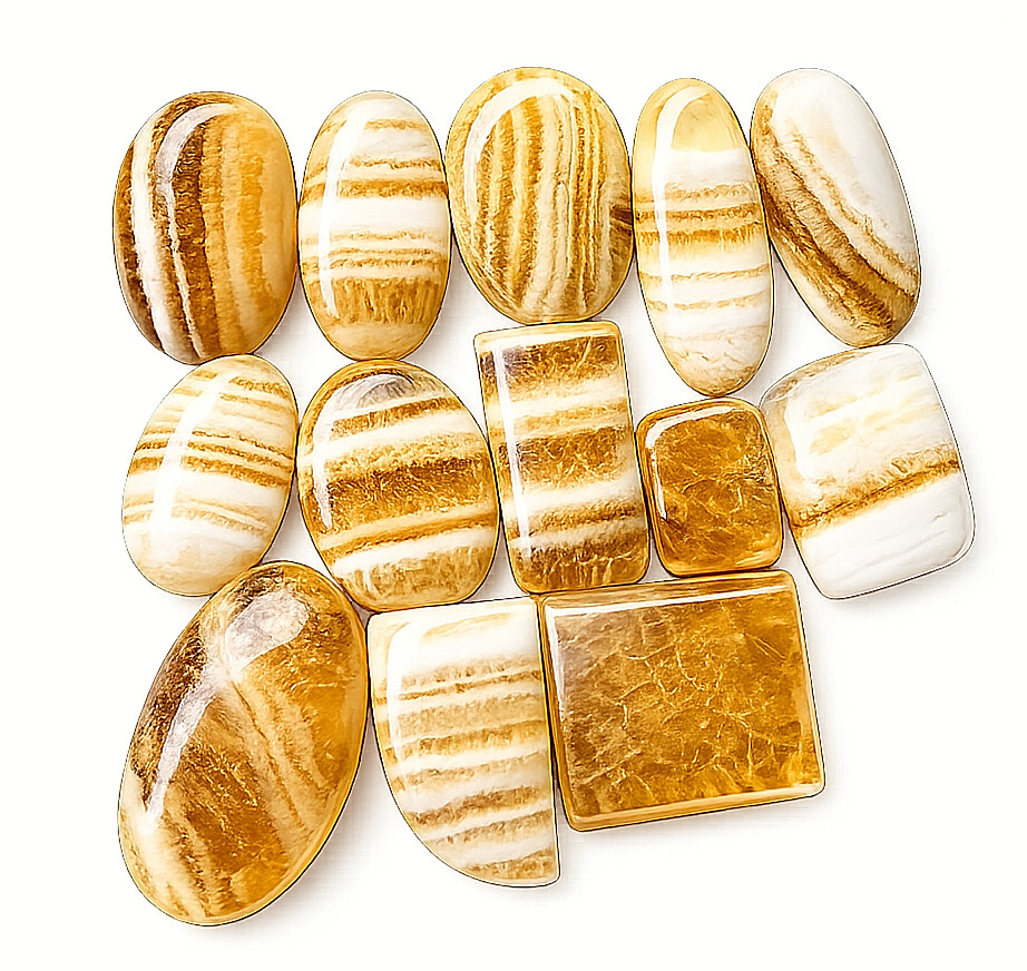 Natural Honey Calcite Assorted Shape Cabochons Mixed Size Loose Gemstone Lot