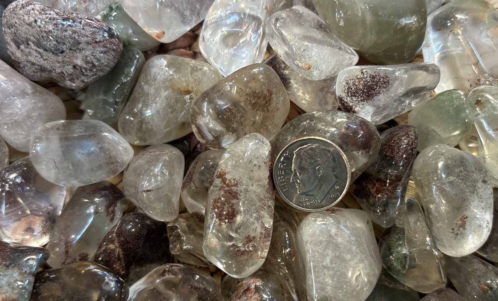 10 Pieces Of Tumbled Inclusion Quartz Average Size 10 Grams
