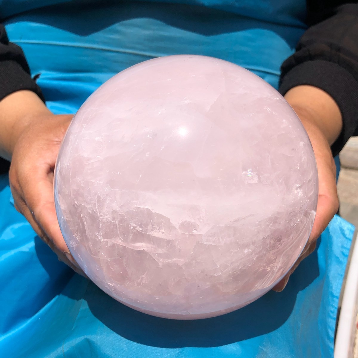 7.8LB Natural Pink Quartz Sphere Crystal Ball Energy Mineral Specimen Healing