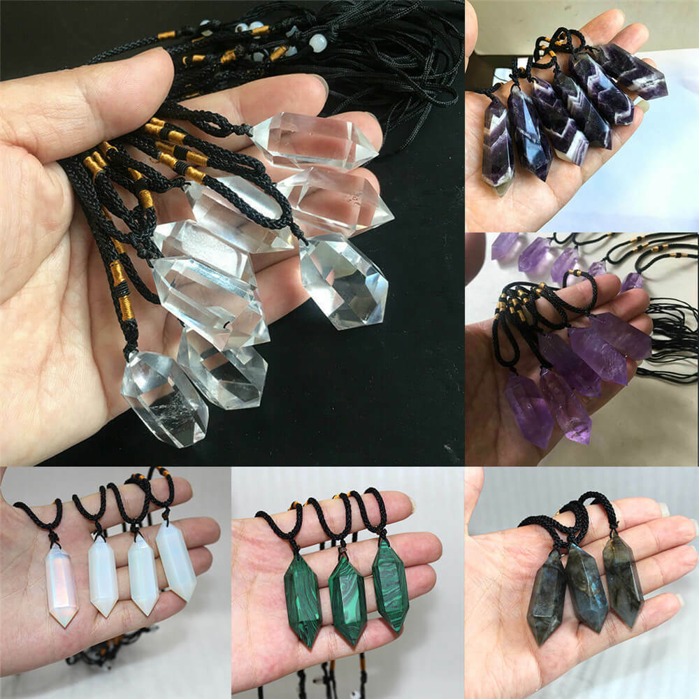 Pendulum Quartz Stone Pendant Healing Natural Crystal Necklace Choices US SHIP