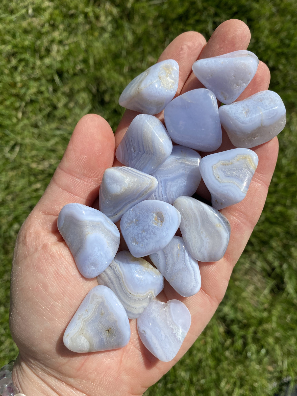 Blue Lace Agate Tumbled Stone (Grade B) – Polished Blue Lace Agate Crystal