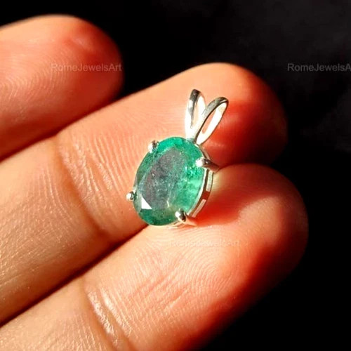 Natural Certified 15Ct Green Emerald Oval IGL Loose Gems 925 Silver Pendant 6JHD