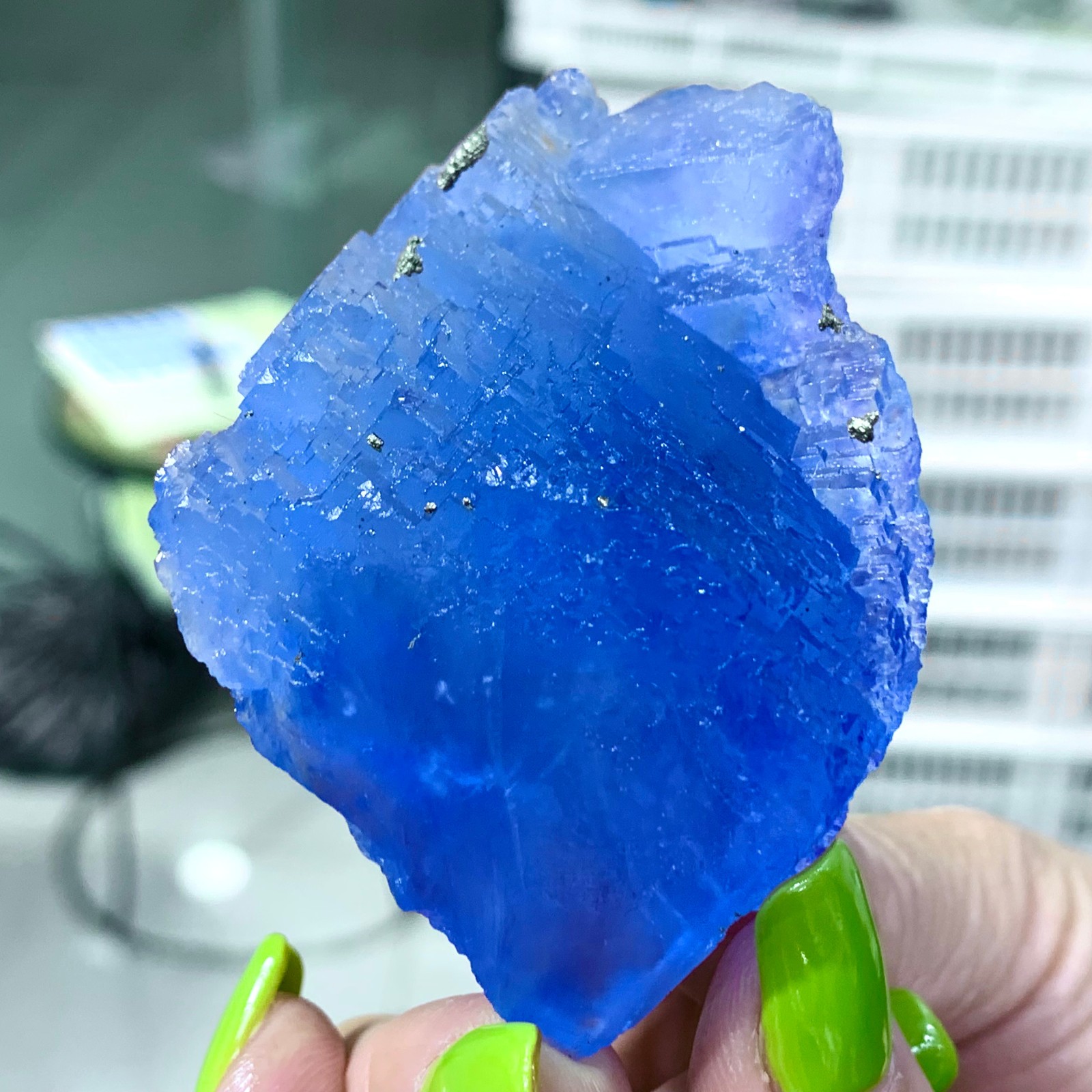 97G Rare transparent blue fluorite cubic mineral crystal sample/China