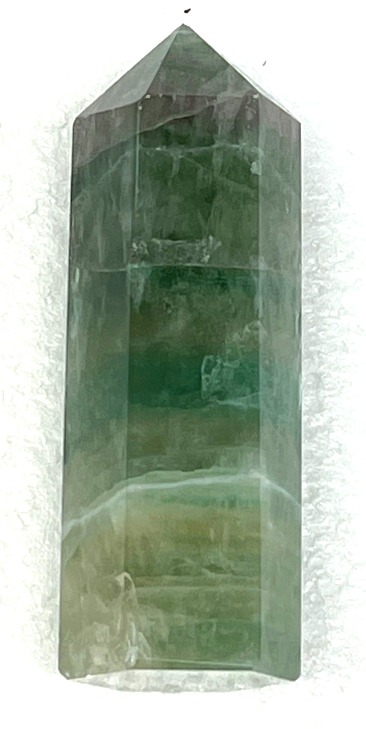 Green Purple Fluorite Crystal Tower Point Wand Reiki Healing 4 1/8″ Tall 9.4oz