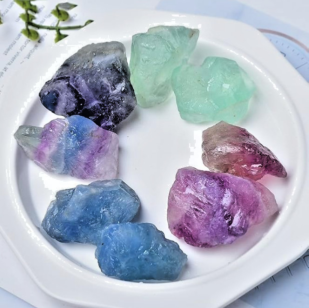 Natural Rainbow Fluorite Raw Crystal Rough Mineral Stone Energy Stone Home Decor